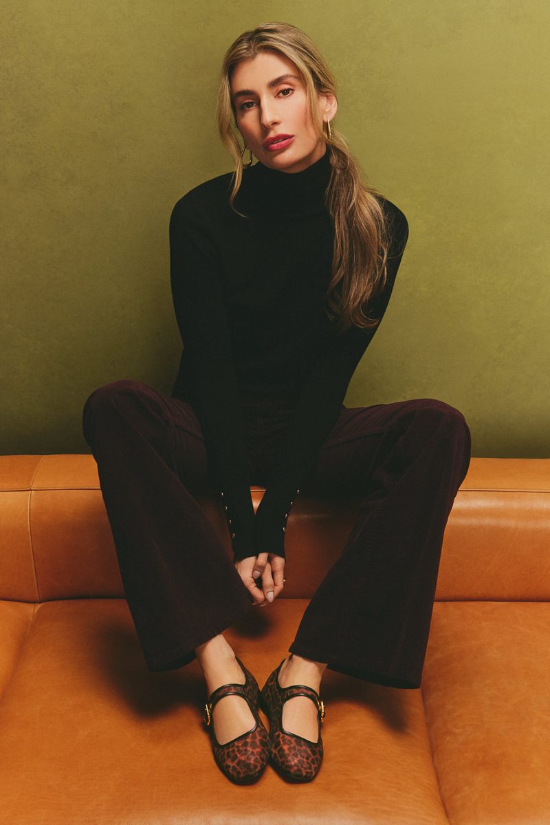 Michaela Mesh Mary Jane styled with velvet trousers