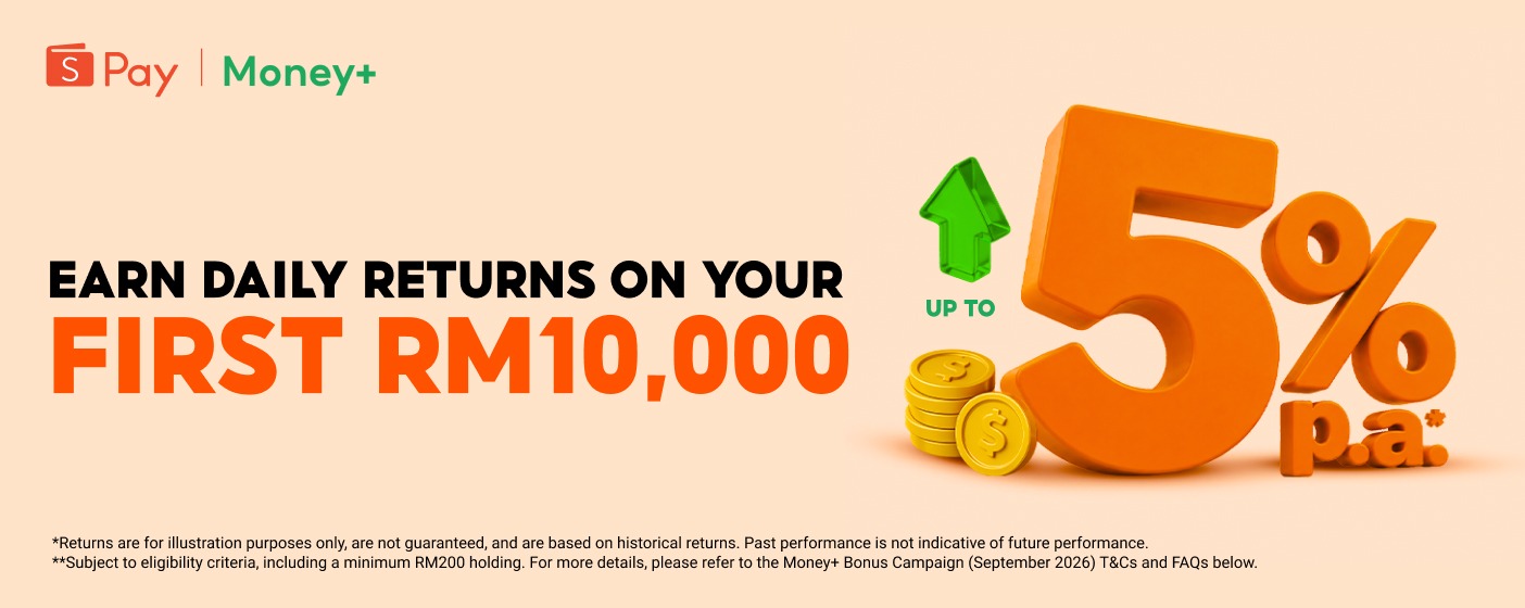 ShopeePay Money+ wallet limit upgrade with up to 5% p.a. promotional rate
