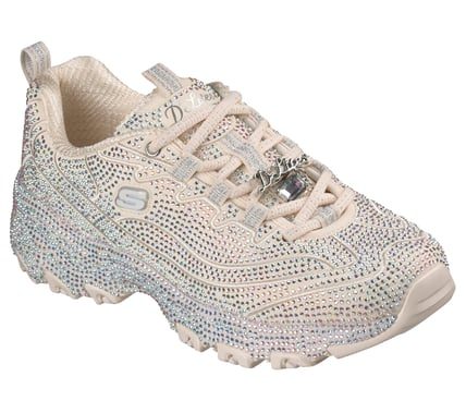Skechers D'Lites Bling Bling rhinestone sneaker in Off-White