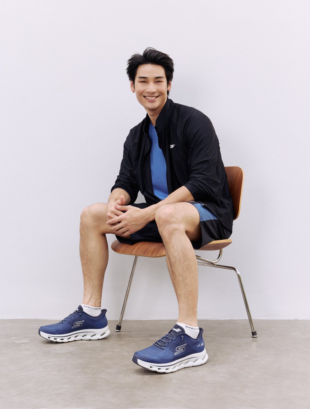 Skechers GOwalk Glide-Step 2.0 in Navy Blue paired with Skechers activewear
