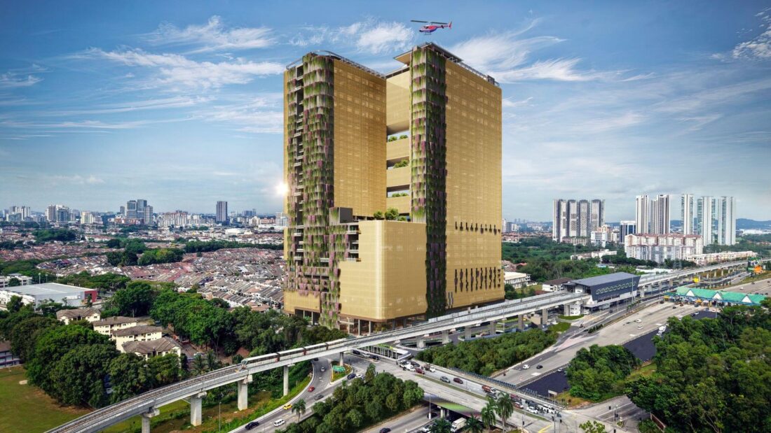The Capitol Bandar Utama twin towers beside LRT3 BU11 Station